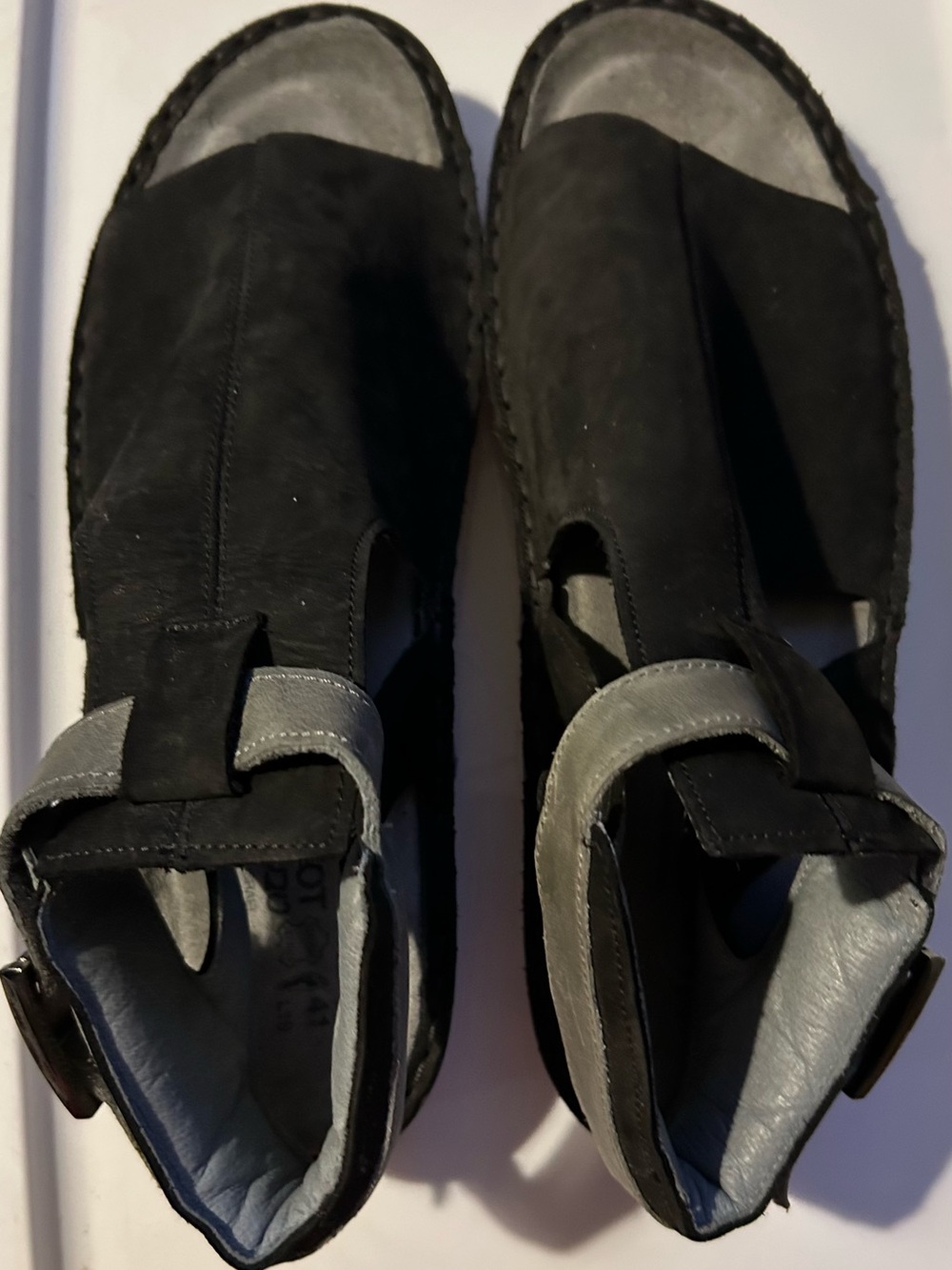 Naot Black Leather Men’s Sandals with Gray Accents